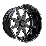 TIS 551BM Gloss Black with Milled Accents Wheel (22 x 12. inches /8 x 170 mm, -44 mm Offset)