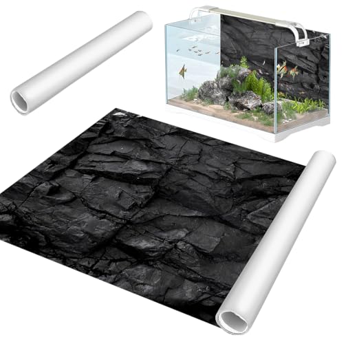 RANJIMA Aquarium Poster, Schwarzer Felsen Vinyl Hintergrund aus PVC Statisch Haftender Aquarium Hintergrund Generisch Aquarium Rückwandfolie Selbstklebende Foliefür Aquarium Rückwand Terrarium120*40cm