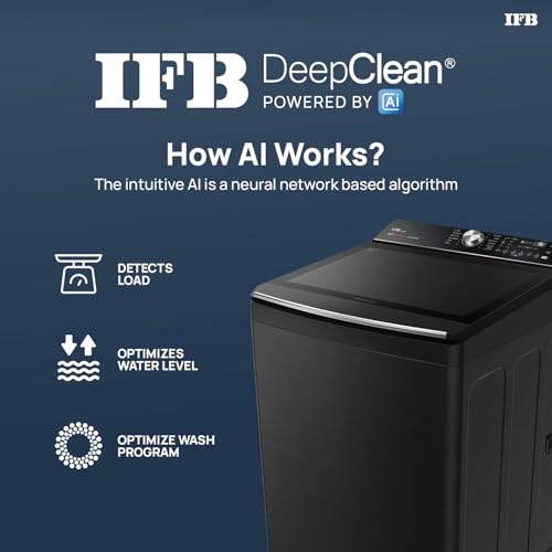 Image of IFB 12 Kg 5 Star AI Powered DeepClean Technology Fully Automatic Top Load Washing Machine with Inbuilt Heater & Wi-Fi (TL121BL4SWID, Power Steam, Eco Inverter, Activmix, 4 Year Warranty,Black VCM)