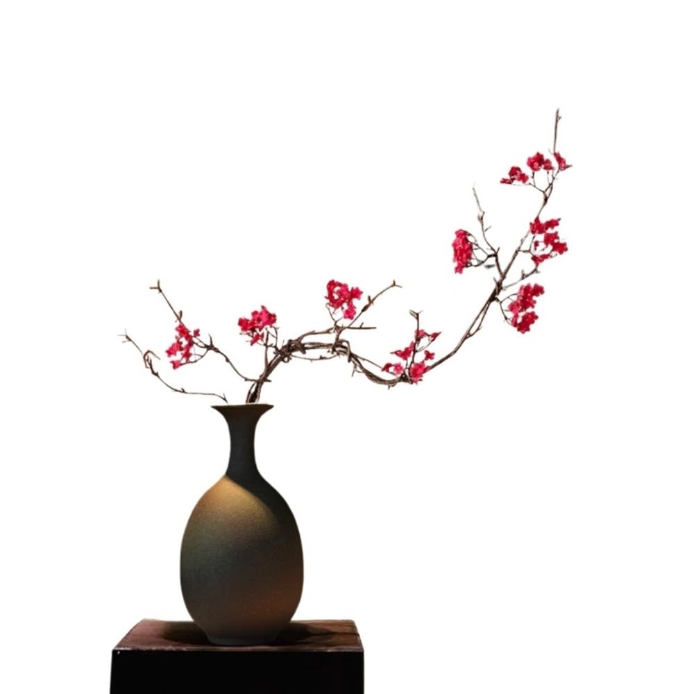 Z4T8M2K6G5 Artificial floral arrangement Ceramic Vase Red Cherry Blossom Simulation Flower Living Room Decorative Arrangement
