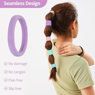 150 Pcs Seamless Elastic Hair Ties No Damage for Thick & Thin Hair, Ponytail Holders, Elastics, Soft Pony Tails Bands for Women, Macaron Candy Colors