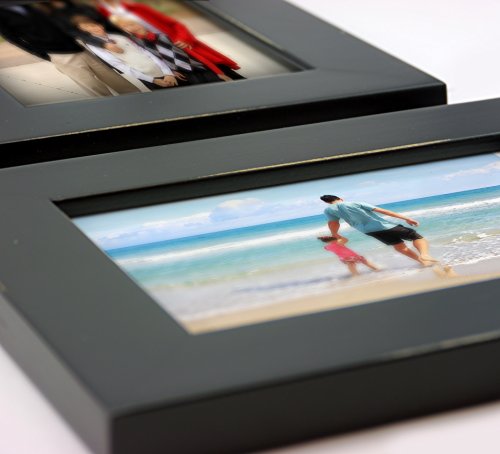 Mybarnwoodframes - Lightly Distressed Collage Set Of 3, 5 X 7 Wood Picture Frames On Hanging Ribbon, Black (Portrait-Landscape-Portrait) #TOP2