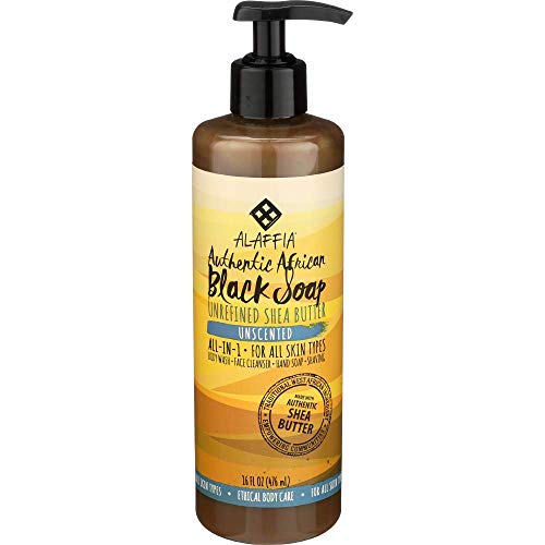 Alaffia Authentic African Black Soap, All-in-One Body Wash, Shampoo, and Shaving Soap, All