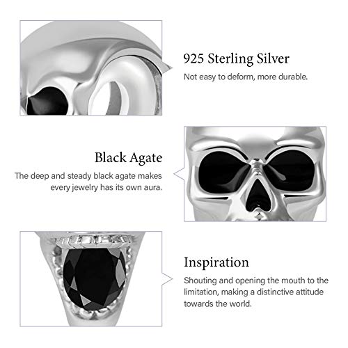 Image of GNOCE Skull Pendant Charm Silver Dangle Charms Bead fit Bracelet /Necklace Jewelry Gift for Women Men