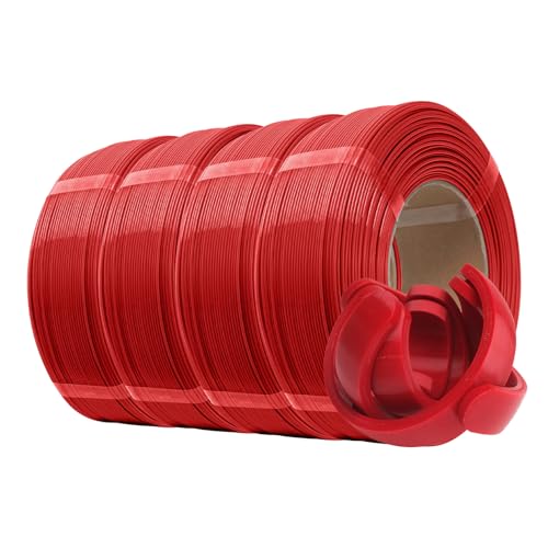 Image of eSUN PLA+ Refilament 1.75mm, 3D Printer Refill PLA Plus, 1KG per Roll, 4 Rolls Spoolless 3D Printing Filament for 3D Printers, Fire Engine Red
