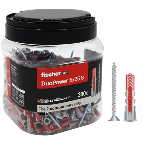 Fischer Propack Duopower 5x25, 300x Tasselli con Vite in Barattolo