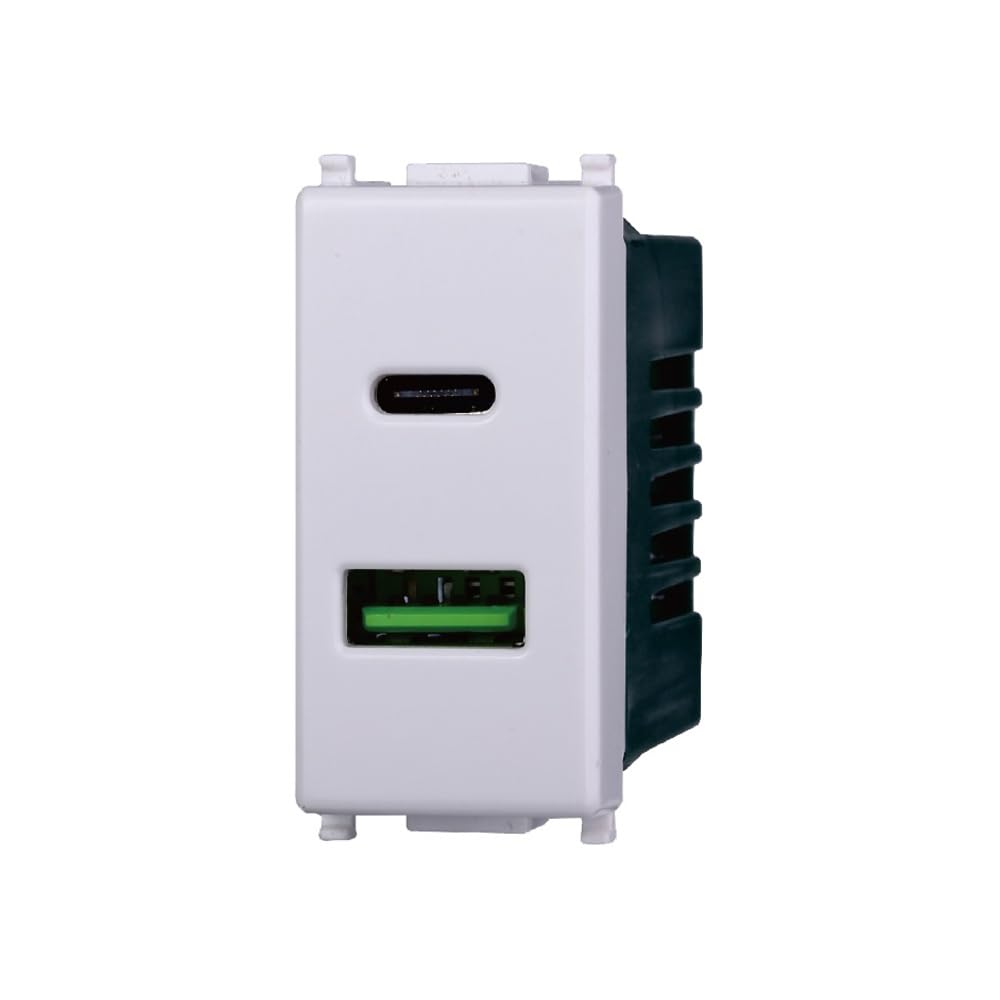 Elektronova Presa USB Type-A+C 5V 3.1A caricatoreBianco compatibile Vimar Plana Kit 4 Pezzi 3002