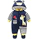 Baby Winter Strampler Overall mit Kapuze Schneeanzüge Jungen Langarm Spielanzug Spieler mit Füßlinge Baby Winterkleidung / 9-12 Monate