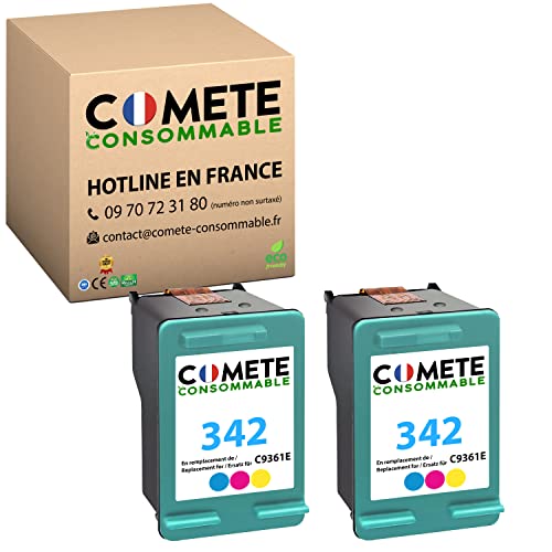 COMETE CONSOMMABLE 2 cartuchos premium compatibles 342 colores para impresora DESKJET 5400 Series 5440 5440 Series Officejet 6310 Photosmart 2570 2575 7850 C3100 C3100 Series C3170