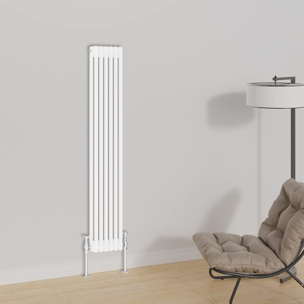 Warmehaus White Vertical Traditional Column Designer Radiator 1500X290mm Double Panel Cast Iron Central Heating Radiators