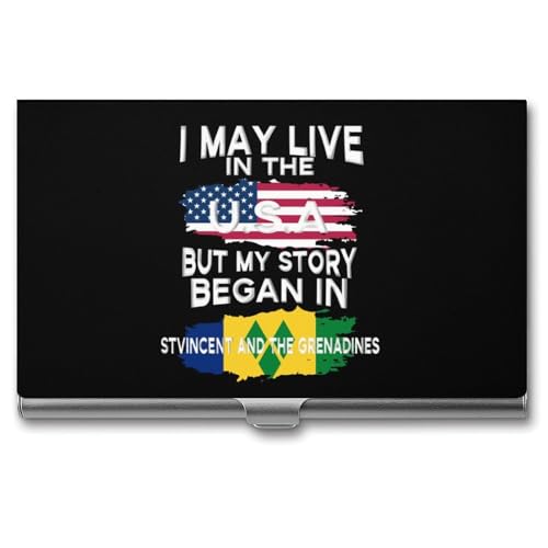 DULAHR Flag of ST Vincent USA Business Card Holder Pocket Business Card Case Metal Case Name Card Holder Men Women