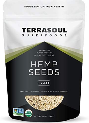 Terrasoul Superfoods Organic Hemp Seeds, 16 Oz, Versatile Superfood for Smoothies, Salads, and Grain-Free Toppings