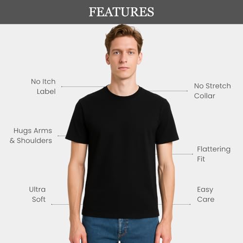 MIKAL Men’s 100% Cotton Crew Neck Soft Premium Regular Fit | Plain Short Sleeve Comfort Fit Stretch Summer T-Shirt2