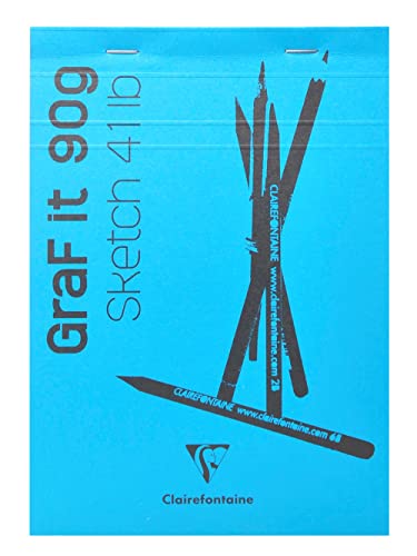 Clairefontaine 96669C Graf'It Stapled Pad, 80 Sheets Plain Sketch Drawing Paper, Detachable Sheets, A6 10.5x14.8 cm 90g