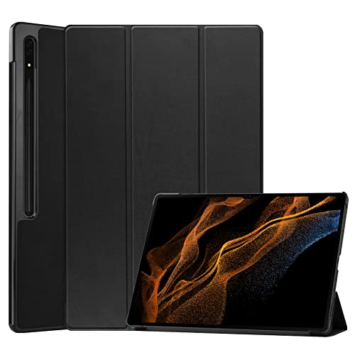 Smart Case for Galaxy Tab S10 Ultra Ratesell Lightweight Trifold Stand Smart Case Cover with Auto Wake/Sleep for Samsung Galaxy Tab S10 Ultra 2024/ S9 Ultra 2023/ S8 Ultra 2022 14.6 Inch Black