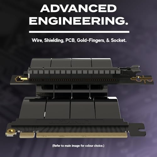 Image of LINKUP - AVA5 PCIE 5.0 Riser Cable (Used) | RTX5090 RX9070 GPU Ready | x16 128GB /s Speed | Compatible with PCIe 4.0 & WRX80 /WRX90E | Right Angle, Black 25cm (Total Length 29cm)