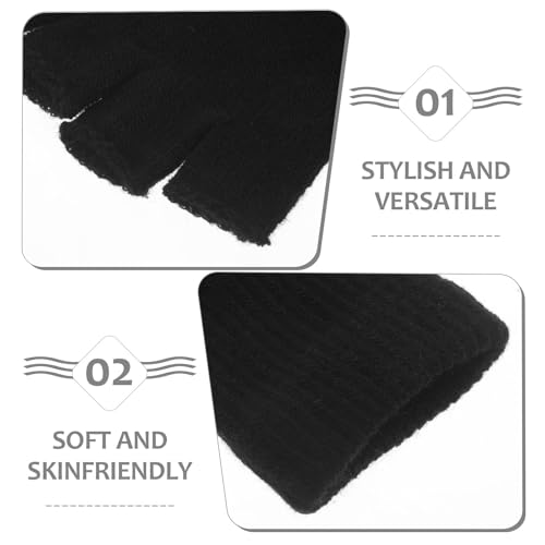 Didiseaon 1 Pair Kids Half Finger Gloves Winter Warm Knitted Fingerless Mittens Breathable Black Gloves for Children Typing Writing Cycling and Outdoor Activities3