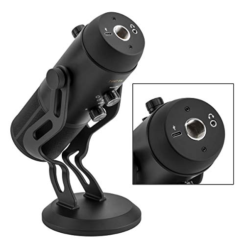 H&A Usb Mic For Recording & Streaming On Pc And Mac, 5 Condenser Capsules, 5 Pickup Patterns, Headphone Output And Volume Control, Mic Gain Control, Adjustable Stand, Plug & Play - Blackout #TOP3