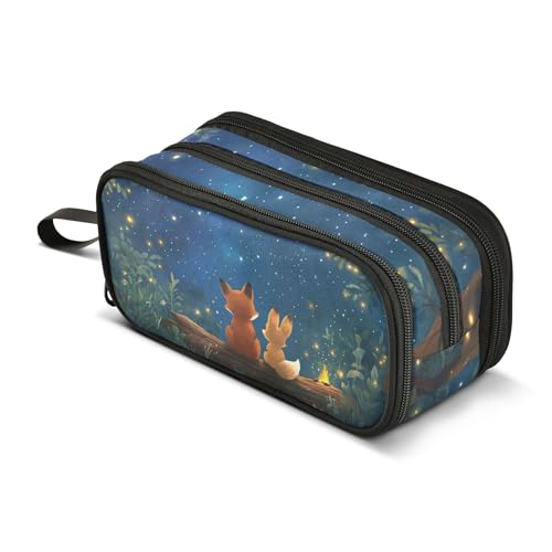 Image of Pencil Case Large Pen Bag with Zipper Cute Cartoon Fox