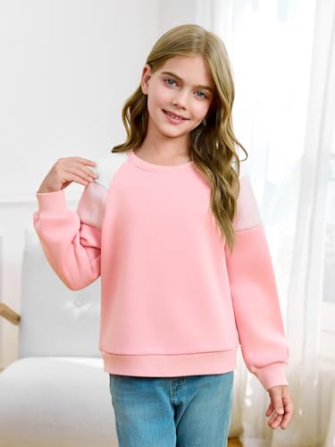 Haloumoning Girls Oversized Colorblock Sweatshirts Kids Fashion Fleece Drop Shoulder Pullover 5-14 Years4