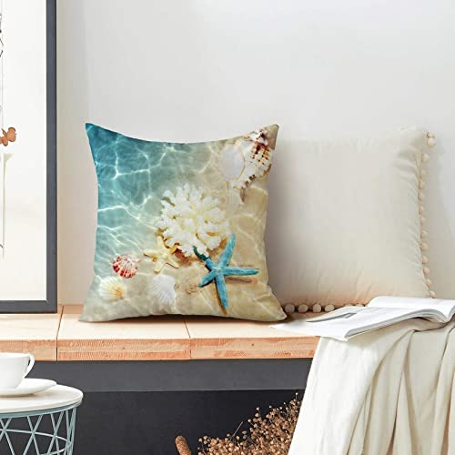 Flannel Fleece Throw Blanket, Ocean Beach Theme Lightweight Throw Blanket, Travel Blanket Cozy Plush Warm Blankets With 18X18 Inch Pillowcase For Bedroom Living Rooms Sofa Beds Office 60X50 Inch #TOP1
