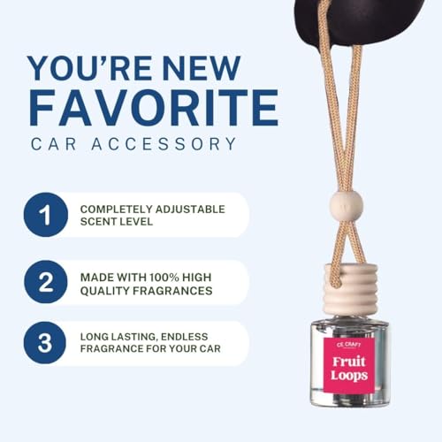 Image of CE CRAFT Car Air Freshener Diffuser, Fruit Loops, 4 Pack Air Deodorizer for Essential Oils, Long Lasting Car Diffuser Bottle, Reusable Jar, Multicolor