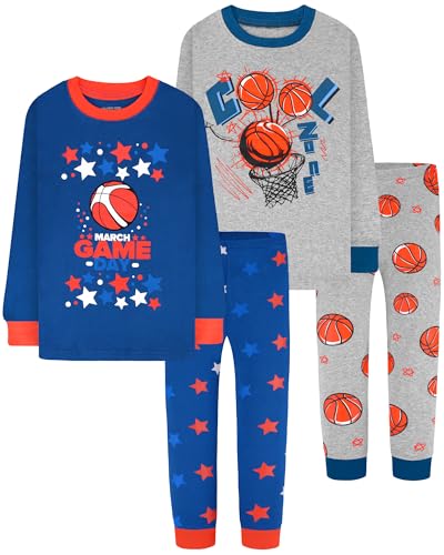 Image of DAUGHTER QUEEN Boys Pajamas 4 Pieces Long Set 100% Cotton Sleepwear Size 18 Months-12 Years