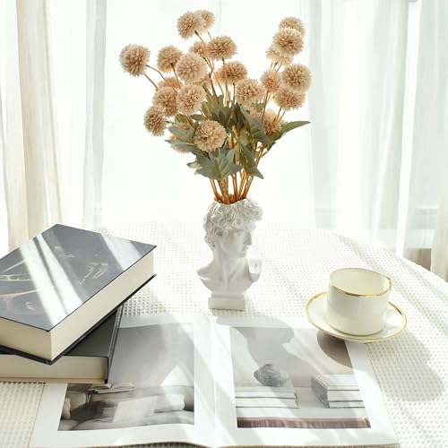 Image of Mandy's 6 Stems Silk Beige Kiku Ball Flowers
