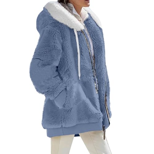 TOFOTL Mis Pedidos, Sudaderas Mujer Bolsillo Deportivo 2024 Talla Grande Sudaderas Invierno Roupas Femininas Elegantes Básico Jerseys De Navidad Rebajas Pullover Sudadera Navideño 01 Azul Claro XL