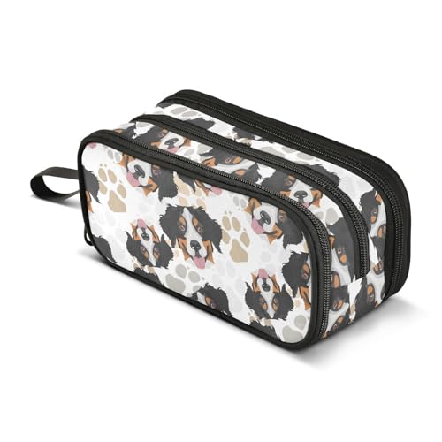 Image of Pencil Case Bernese Mountain Dog Big Capacity 3 Compartments Pencil Pouch Aesthetic Pencil Case Organizer Markers Pencil Box for Boys Girls Adults Students