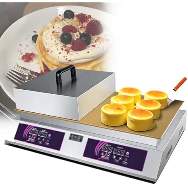 Komercyjna Naleśnikarka,Elektryczna Maszyna Do Muffinek Sufletów,Z Miedzianą Płytą Grzewczą Grubości 6 Mm Oraz Regulacją Temperatury I Czasu,Do Przygotowywania Sufletów Doublehead