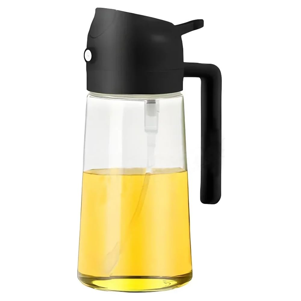 Oil Sprayer &amp; Dispenser | 16oz / 470ml | 2-in-1 | Food-Grade | For Cooking/Air Fryer/BBQ | Black