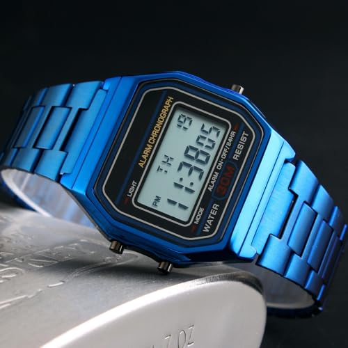 Montre numérique homme écran rétroéclairé lisible acier étanche - 4