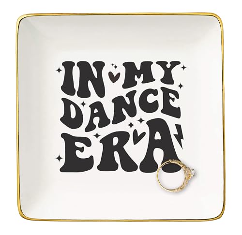 NZY In My Dance Era-Birthday Christmas Gift for Dancer,Woman,Dancing Team Gift,Dance Coach Present,Dancer Teacher Present,Ceramic Jewelry Tray Trinket Holder Ring Dish