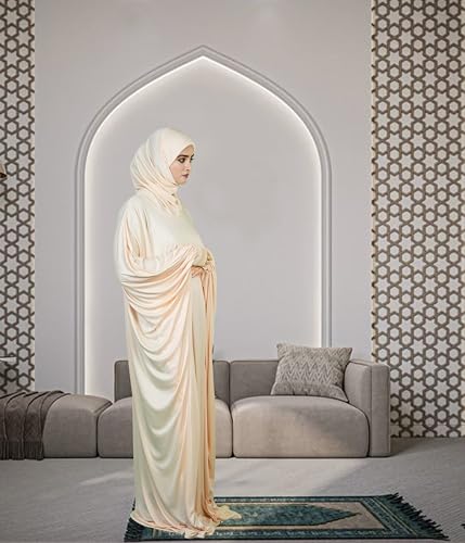 Image of Mehar Namazi Muslim Prayer Dress for Women |Modest Islamic Namaz Dress with Hijab | Soft Strechable Fabric Zunaira Farasha Namaz Outfit
