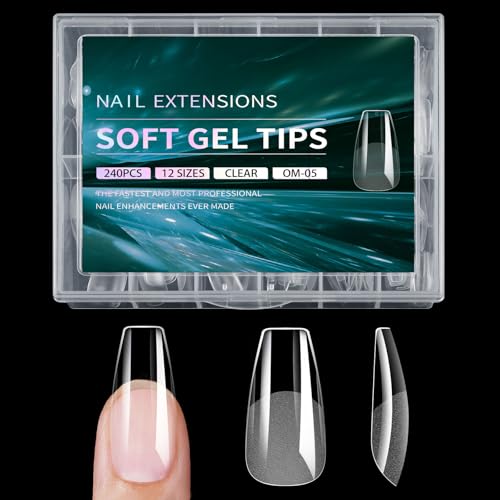Juego de 240 extensiones de gel transparentes de cobertura completa para manicura con caja de uñas postizas