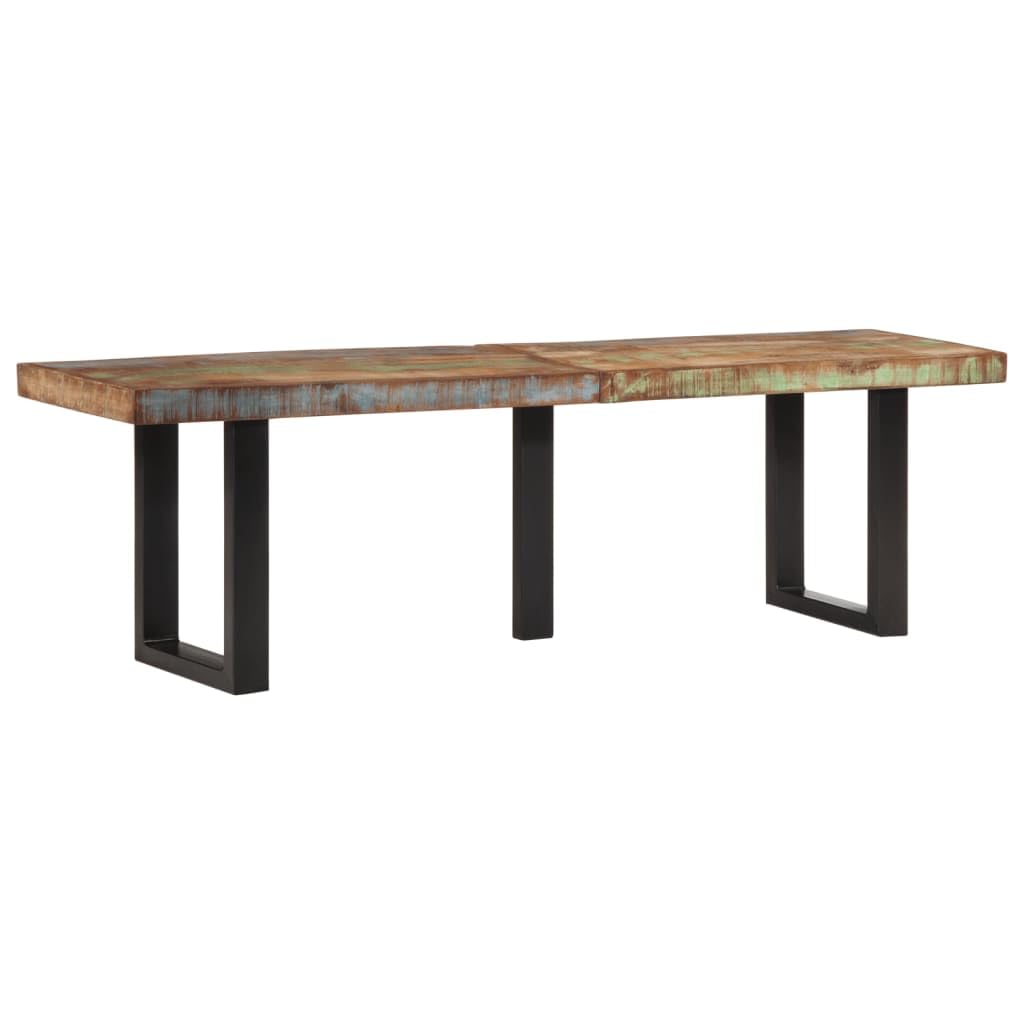 Banc de 160 cm en bois massif et acier pour entrée et salon style industriel