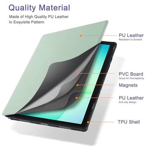 Image of CoBak Case for Samsung Galaxy Tab A11+ Plus 11 inch 2025, Multi-Viewing Angles, All New PU Leather Folio Stand Cover with Auto Sleep Wake Feature for Samsung Galaxy Tab A11+ Tablet 11-inch, Sage Green