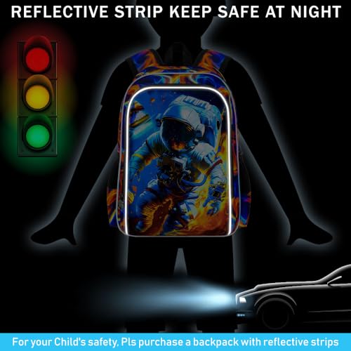 Image of 3Pcs Space Backpack for Boy, 17 inch Fire Bookbag for Elementary Preschool Kindergarten, Kids School Backpacks with Lunch Box (Red)