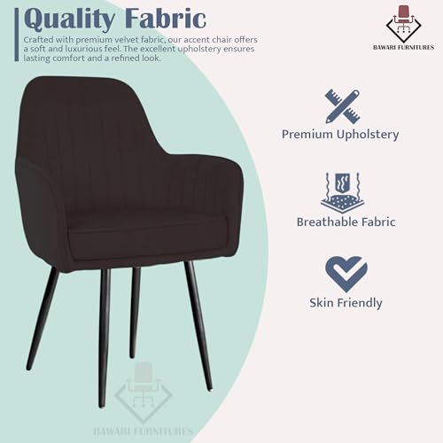 Image of Set of 2 Accent Chair for Living Room | Modern Armchair in Soft Velvet Fabric with Sturdy Legs | Premium Chair for Home Living Room Bedroom Restaurent | (Black Legs, Black)