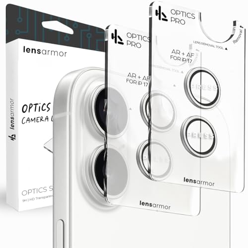 Image of Lensarmor Compatible with iPhone 17 Camera Lens Protector White (2-Pack) - 9H Tempered Glass, Military-Grade Anti-Scratch, Case-Friendly, Easy Install Frame