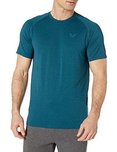 Amazon Brand - Peak Velocity Men's VXE Short Sleeve Quick-dry Loose-Fit T-Shirt, Reflection Green Heather, X-Large