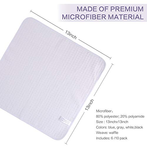 Sinland Microfiber Waffle Weave Kitchen Dish Cloth Washcloths Quick Drying Dish Towels 13Inch X13Inch (White 6 Pack) #TOP1