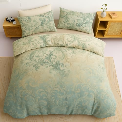 The one home - Juego de Funda Nórdica Franela Algodón Invierno – 3 Piezas, 1x Funda de Edredón + 2 Fundas de Almohada 50x75 cm (Acuática, Cama 135/140)