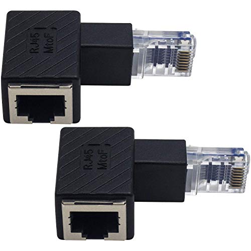 Adaptador Ethernet en ángulo de 90 grados Duttek, RJ45 macho a hembra, Cat5e/Cat6, 2 unidades miniatura 7