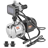 VEVOR 1HP Shallow Well Pump Portable, 1380 GPH Garden Jet Pump with Automatic Controller, 145 ft Head Stainless Steel Sprinkler Booster Pumps, for Garden Lawn Irrigation System, Water Transfer