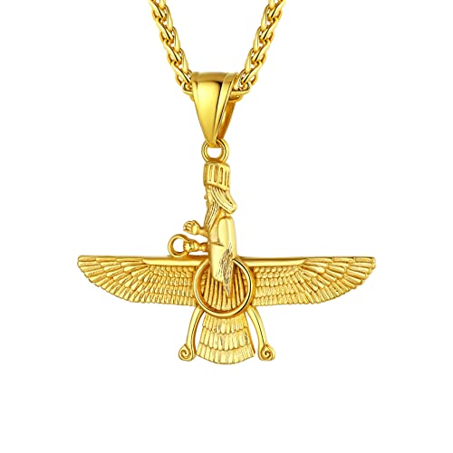 Collier Faravahar symbole de sagesse et pendentif de protection spirituelle mixte