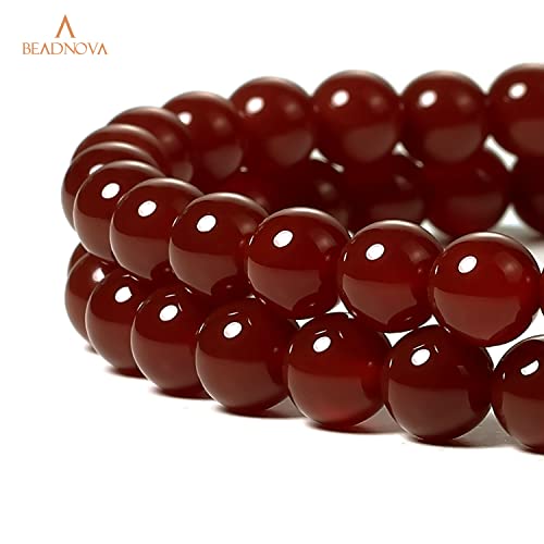 Image of BEADNOVA 8mm Natural Red Agate Gemstone Round Loose Beads for Jewelry Making (45-48pcs)