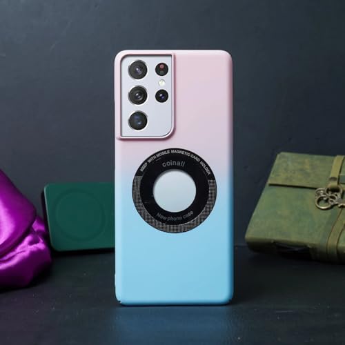 Image of Gadgetsmantra Back Cover Case for Samsung Galaxy S21 Ultra Shockproof Protective Gradient Skin Magsafe Matte Case for Men & Boys(Sky Blue)