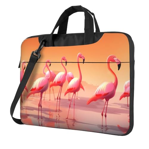Sac pour ordinateur portable avec flocage flamants roses durable et finitions haut de gamme